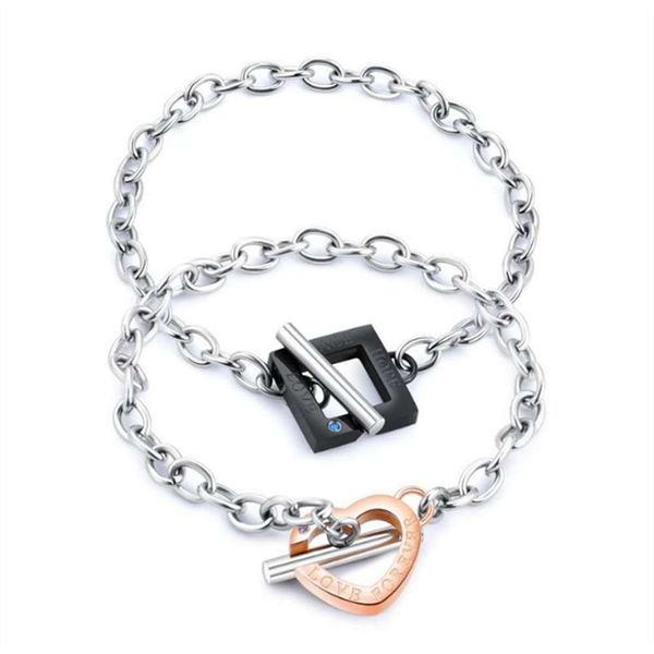 women men jewelry titanium steel loving shape lock couple bracelet so359, Black
women men jewelry titanium steel loving shape lock couple bracelet so359, Black