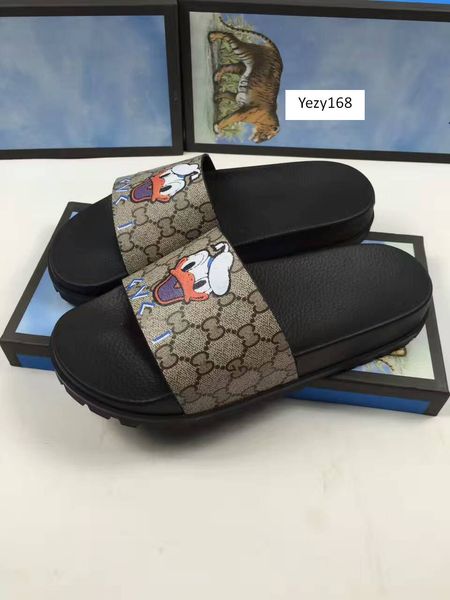 new 2020 men women designer slides shoes summer wide flat slippery sandals slipper 3, Black