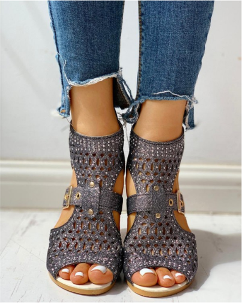 hollow out buckled sandals 2020 summer selling bling studded peep toe women's flat shoes dress party casual zip female shoes, Black
hollow out buckled sandals 2020 summer selling bling studded peep toe women's flat shoes dress party casual zip female shoes, Black