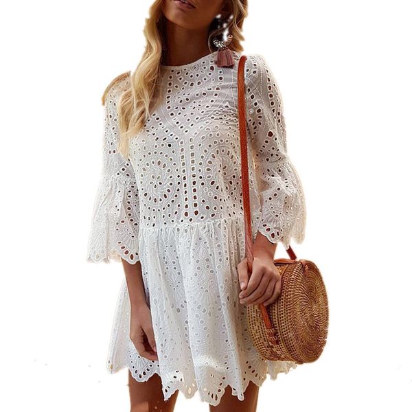 casual dresses 2021 lace embroidery mini dress women ruffle sleeve white hollow out summer elegant short vestidos, Black;gray
casual dresses 2021 lace embroidery mini dress women ruffle sleeve white hollow out summer elegant short vestidos, Black;gray