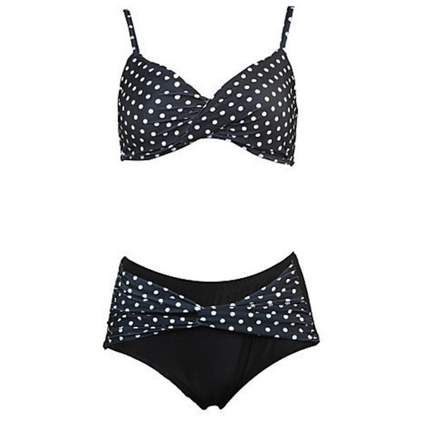 2pcs plus size women dot print padded high waist bikini set swimsuit swimwear, White;black
2pcs plus size women dot print padded high waist bikini set swimsuit swimwear, White;black
