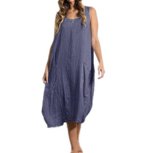 Women Casual Mid -Calf Dress Summer Female Sexy Sleeveless Pockets Loose Beach Shirt Sundress Plus Size Vestidos Robe
Women Casual Mid -Calf Dress Summer Female Sexy Sleeveless Pockets Loose Beach Shirt Sundress Plus Size Vestidos Robe