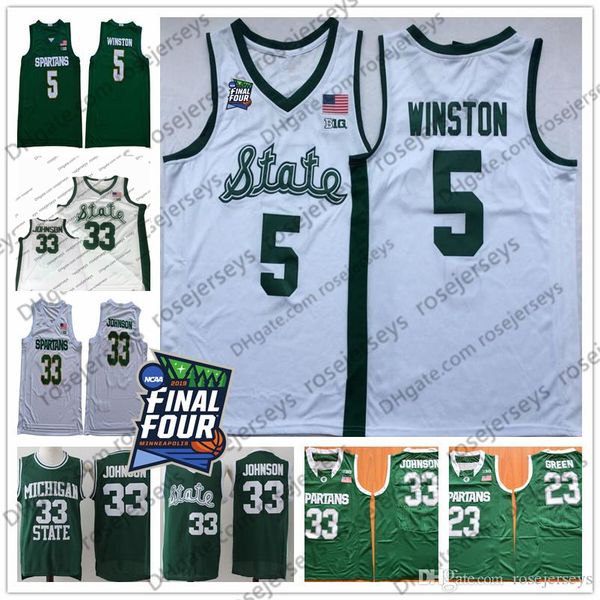 2019 финал четыре msu spartans 5 cassius winston jersey ncaa штата мичиган # 33 johnson ретро волшебные наушники винтаж # 23 draymond белый, Black
2019 финал четыре msu spartans 5 cassius winston jersey ncaa штата мичиган # 33 johnson ретро волшебные наушники винтаж # 23 draymond белый, Black