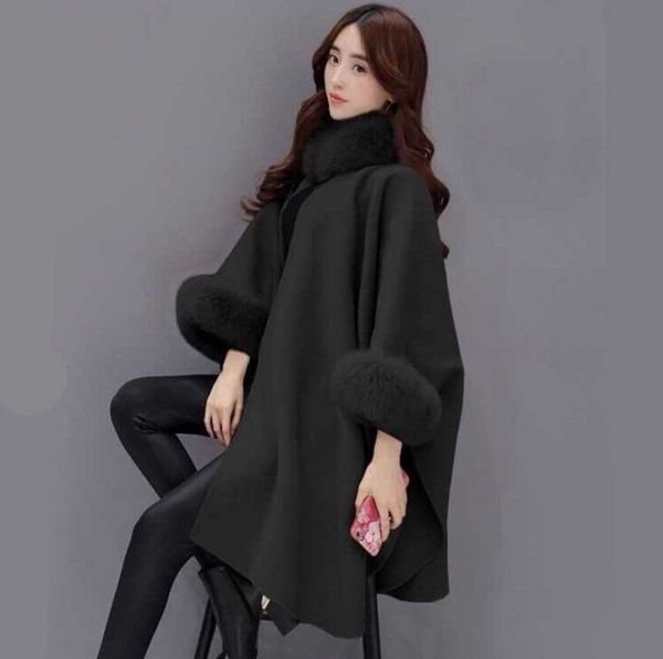fashion sleeveless cloak korean version fox fur collar long section woolen coat temperament cloak shawl woolen coat women's, Black
fashion sleeveless cloak korean version fox fur collar long section woolen coat temperament cloak shawl woolen coat women's, Black