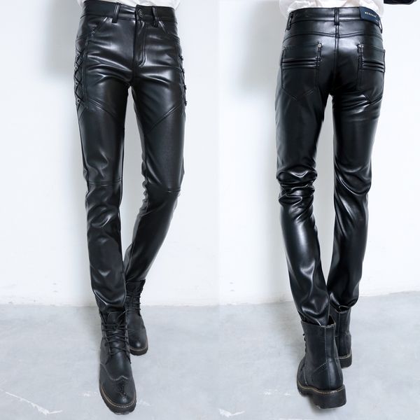 2020 young men with thick leather pants cultivate one's morality foot trousers fashion pu leather pants, Black
2020 young men with thick leather pants cultivate one's morality foot trousers fashion pu leather pants, Black
