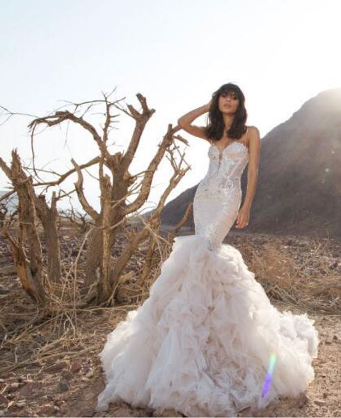 pnina tornai mermaid wedding dresses spaghetti backless lace bridal gowns with beads sweep train plus size beach wedding dress, White
pnina tornai mermaid wedding dresses spaghetti backless lace bridal gowns with beads sweep train plus size beach wedding dress, White