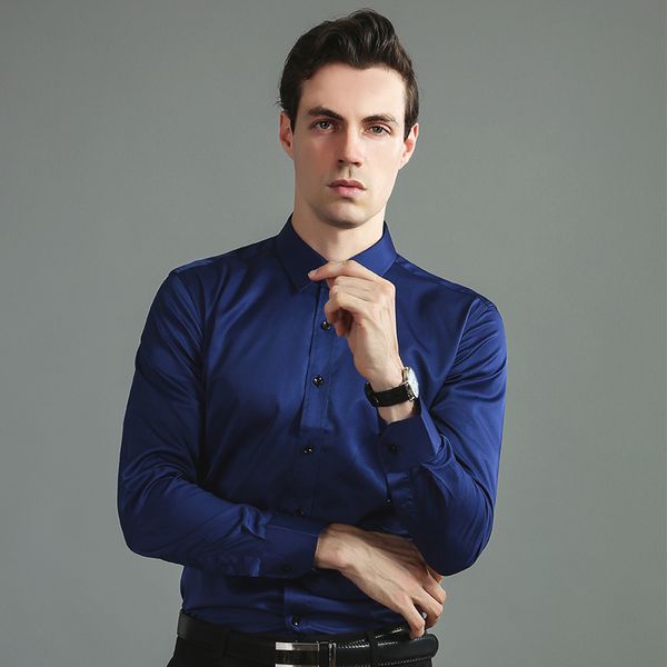 men's dress shirts non-iron elastic solid men shirt black button slim fit long sleeve wrinkle resistance pockeless social for male, White;black
men's dress shirts non-iron elastic solid men shirt black button slim fit long sleeve wrinkle resistance pockeless social for male, White;black