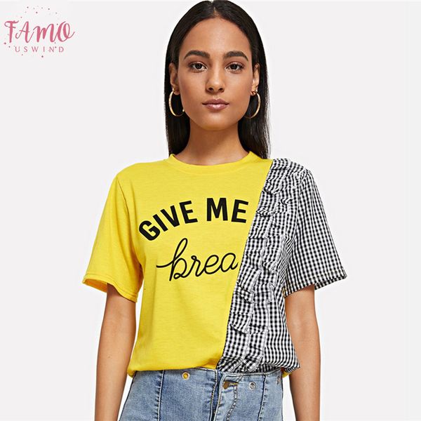 letter gingham panel ruffle trim tee print women 2019 summer casual streetwear female korean style fashion t shirt, White
letter gingham panel ruffle trim tee print women 2019 summer casual streetwear female korean style fashion t shirt, White