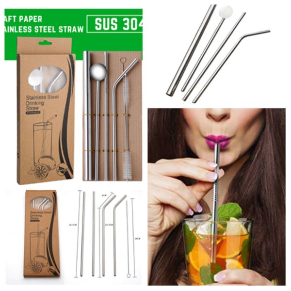 

new 304 stainless steel straws environmental protection drinking straw tube milk tea cold drink thick straw metal straw t2i5284