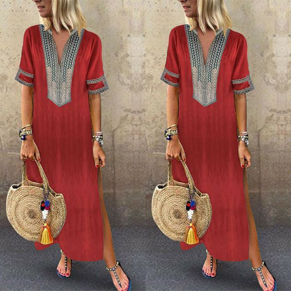 holiday womens boho short sleeve v neck side slit summer beach long shift dress, Black;gray
holiday womens boho short sleeve v neck side slit summer beach long shift dress, Black;gray