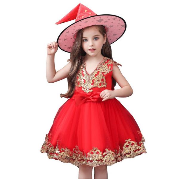 gold sequined lace v-neck princess dress kids dress vintage red flower girl catwalk wedding party christmas performance clothing, Red;yellow
gold sequined lace v-neck princess dress kids dress vintage red flower girl catwalk wedding party christmas performance clothing, Red;yellow