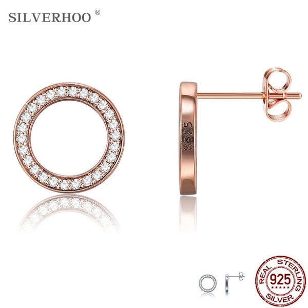 silverhoo 925 sterling silver earrings circle round stud earrings with clear cz jewelry romantic valentine's day gift, Golden;silver
silverhoo 925 sterling silver earrings circle round stud earrings with clear cz jewelry romantic valentine's day gift, Golden;silver