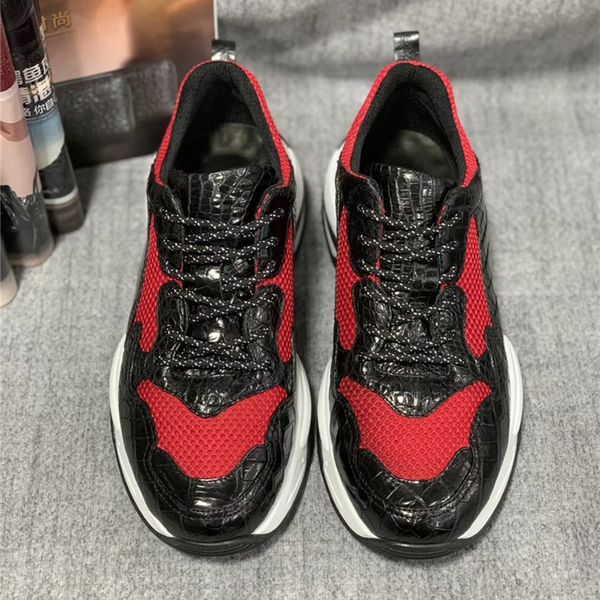 style authentic crocodile skin men's casual summer nets sneakers alligator leather female lace-up footwear walking shoes, Black
style authentic crocodile skin men's casual summer nets sneakers alligator leather female lace-up footwear walking shoes, Black
