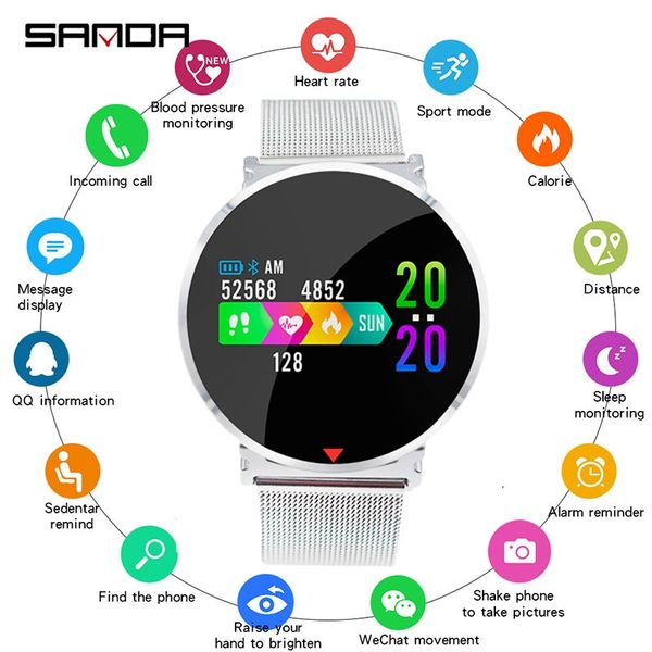 sanda blood oxygen smart watch men blood pressure heart rate monitor sleep tracker bluetooth smartwatch women for android ios, Slivery;brown
sanda blood oxygen smart watch men blood pressure heart rate monitor sleep tracker bluetooth smartwatch women for android ios, Slivery;brown
