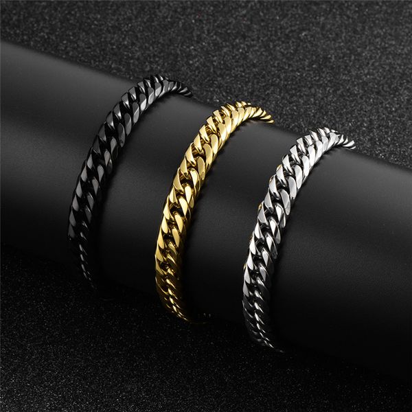 bracelet men's chain on hand men stainless steel cuban link men's wrist charm bracelet men silver hip-hop rock fashion jewelry, Black
bracelet men's chain on hand men stainless steel cuban link men's wrist charm bracelet men silver hip-hop rock fashion jewelry, Black