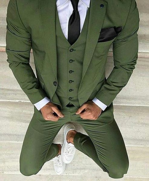 olive green mens suits for groom tuxedos lapel slim fit blazer three piece jacket pants vest man tailor made clothing, White;black
olive green mens suits for groom tuxedos lapel slim fit blazer three piece jacket pants vest man tailor made clothing, White;black