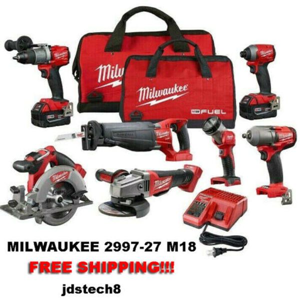 Milwaukee 2997 27 18v lithium ion 7 pc tool combo kit brand new 
Milwaukee 2997 27 18v lithium ion 7 pc tool combo kit brand new