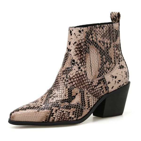 2020 spring fashion cowgirl western boots women ankle boots pointed toe low heel snake leather shoes woman short booties p402, Black
2020 spring fashion cowgirl western boots women ankle boots pointed toe low heel snake leather shoes woman short booties p402, Black