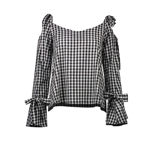 long sleeve t shirt women plaid off the shoulder for women t-shirts flare sleeve lace up bow t-shirt women female trend, White
long sleeve t shirt women plaid off the shoulder for women t-shirts flare sleeve lace up bow t-shirt women female trend, White