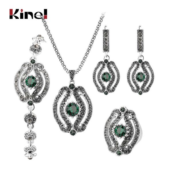 kinel 4pcs vintage wedding jewelry sets gray crystal necklace earrings bracelet and rings for women green stone bogo jewelry, Silver
kinel 4pcs vintage wedding jewelry sets gray crystal necklace earrings bracelet and rings for women green stone bogo jewelry, Silver
