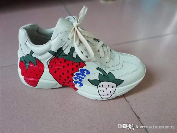 rhyton new leather women's strawberry printed sports shoes sneaker trainers with original box, Blue;gray
rhyton new leather women's strawberry printed sports shoes sneaker trainers with original box, Blue;gray