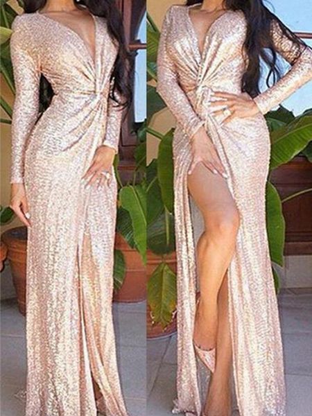 women robe de soiree long sleeve pleated evening dress with side slit rose gold vestido de festa sequined prom gowns custom made, Black;red
women robe de soiree long sleeve pleated evening dress with side slit rose gold vestido de festa sequined prom gowns custom made, Black;red