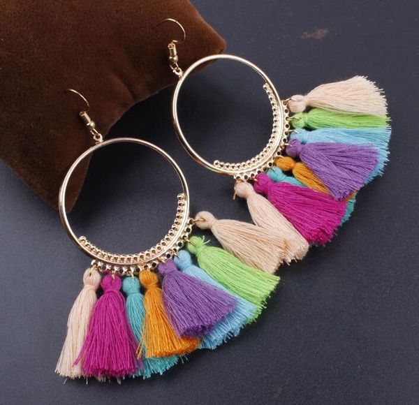 trendy ethnic bohemian tassel earrings for women handmade jewelry colorful big hoop statement earrings for girl 2019 gifts gb1252, Silver
trendy ethnic bohemian tassel earrings for women handmade jewelry colorful big hoop statement earrings for girl 2019 gifts gb1252, Silver