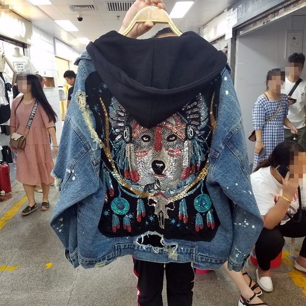 women's new trend wolf totem beaded hole denim jacket retro edge bf wind heavy industry loose women's denim coat, Black;brown
women's new trend wolf totem beaded hole denim jacket retro edge bf wind heavy industry loose women's denim coat, Black;brown