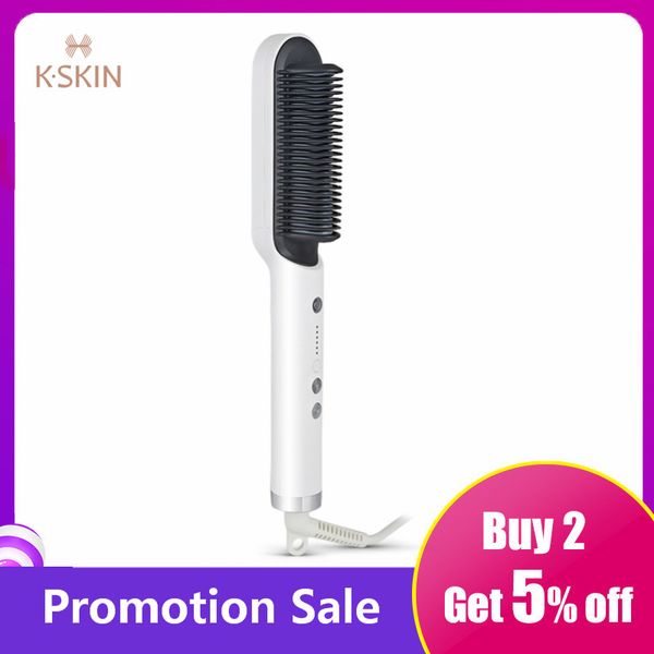 k-skin kd380 hair straightener curly comb electric straight hair comb brush ptc heated ceramic straightening brush, Silver
k-skin kd380 hair straightener curly comb electric straight hair comb brush ptc heated ceramic straightening brush, Silver