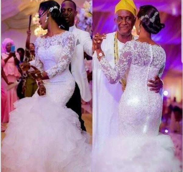 boat neck tassle tail tiered mermaid wedding dresses africa new 2021 long sleeves crystal beading lace wedding bridal gowns plus size, White
boat neck tassle tail tiered mermaid wedding dresses africa new 2021 long sleeves crystal beading lace wedding bridal gowns plus size, White