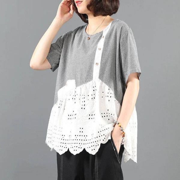 large size women's loose short-sleeved shirt female 2020 summer new stitching hollow fake two-piece shirt thin section, White
large size women's loose short-sleeved shirt female 2020 summer new stitching hollow fake two-piece shirt thin section, White