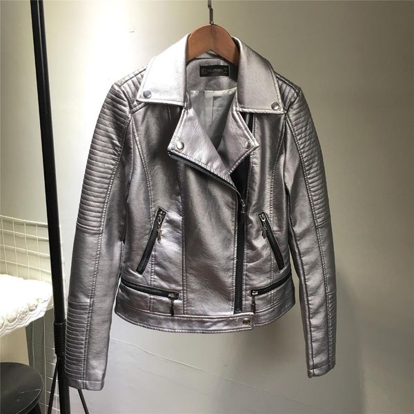 women pu leather jacket metal bright face leather coat female autumn new soft faux motorcycle jacket slim short coat, Black
women pu leather jacket metal bright face leather coat female autumn new soft faux motorcycle jacket slim short coat, Black