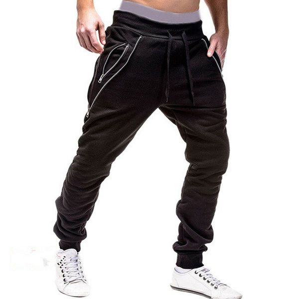 men's pants solid color casual mid-waist streetwear with zippers and pockets 3xl, Black
men's pants solid color casual mid-waist streetwear with zippers and pockets 3xl, Black