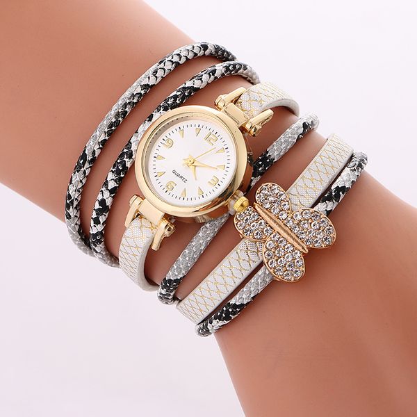

2019 selling diamond-inlaid butterfly personality winding bracelet watch women fashion high-end about wholesale watches, Slivery;brown