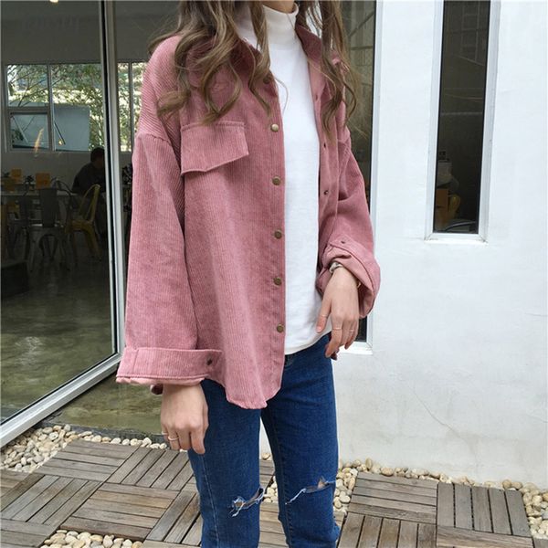 autumn women loose shirts blouses korean solid blouse long sleeve pockets corduroy blouses women outwear femme coats, White
autumn women loose shirts blouses korean solid blouse long sleeve pockets corduroy blouses women outwear femme coats, White