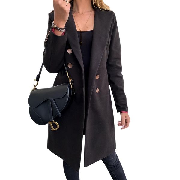 women winter overcoat jacket ladies solid button up woolen coat mid calf wool parkas female thick warm jackerts outerwear d30, Black
women winter overcoat jacket ladies solid button up woolen coat mid calf wool parkas female thick warm jackerts outerwear d30, Black