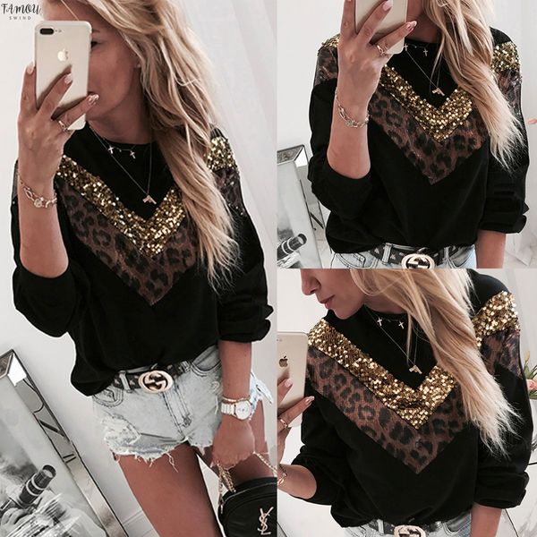 women sequined blouse autumn casual knitted leopard patchwork jumper and blouse long sleeve o neck slim femme, White
women sequined blouse autumn casual knitted leopard patchwork jumper and blouse long sleeve o neck slim femme, White