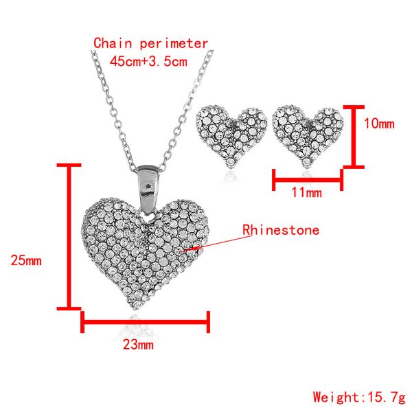 wholesale- and american explosive jewelry simple hollow peach heart suit necklace earrings clavicle chain, Silver
wholesale- and american explosive jewelry simple hollow peach heart suit necklace earrings clavicle chain, Silver