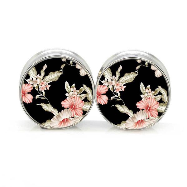 1 pair black floral ear plug gauges stainless steel double flare plug tunnels body piercing jewelry, Slivery;golden
1 pair black floral ear plug gauges stainless steel double flare plug tunnels body piercing jewelry, Slivery;golden