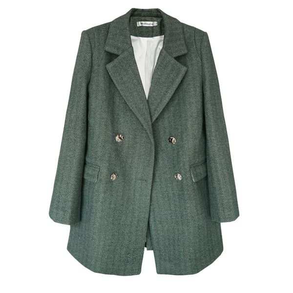blazer feminino wool suit women's autumn and winter thick retro british style long wool woolen jacket, White;black
blazer feminino wool suit women's autumn and winter thick retro british style long wool woolen jacket, White;black