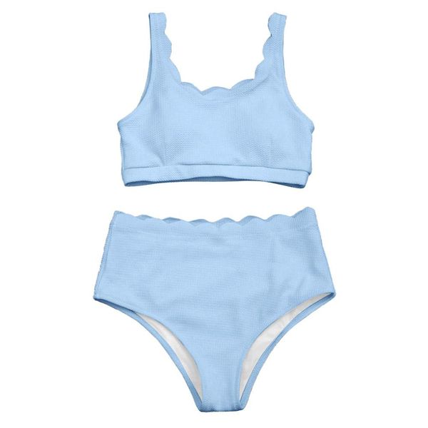 new high waisted women swimsuit scalloped bralette bikini set swimwear solid color beach bathing suit summer elastic, White;black
new high waisted women swimsuit scalloped bralette bikini set swimwear solid color beach bathing suit summer elastic, White;black