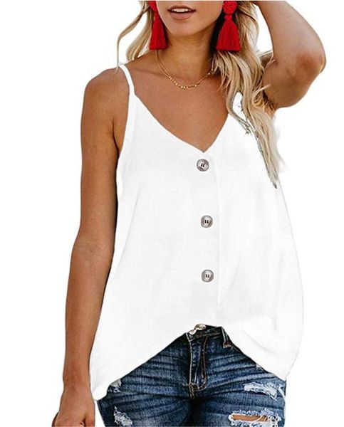 women summer tshirts cool sleeveless v-neck designer femmes hauts buttoned vest luxury woman blouses spring tank top, White
women summer tshirts cool sleeveless v-neck designer femmes hauts buttoned vest luxury woman blouses spring tank top, White