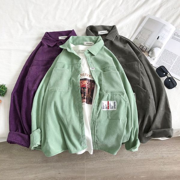 men's casual shirts corduroy shirt fashion solid color retro men streetwear wild loose long sleeve mens -2xl, White;black
men's casual shirts corduroy shirt fashion solid color retro men streetwear wild loose long sleeve mens -2xl, White;black