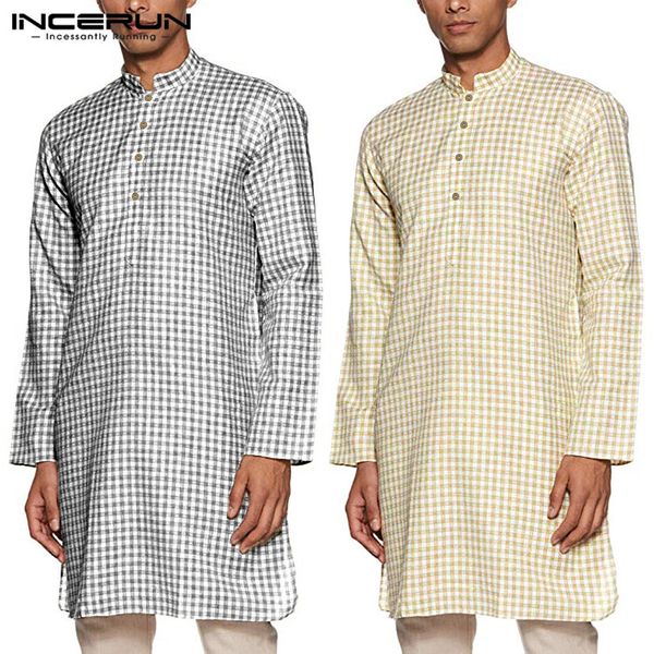 men's casual shirts men plaid shirt clothes vintage long sleeve stand collar muslim streetwear plus size, White;black
men's casual shirts men plaid shirt clothes vintage long sleeve stand collar muslim streetwear plus size, White;black