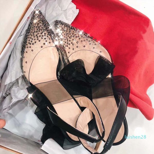 black lace up slingback women pumps red bottom high heels pvc crystal bling pointed toe wedding party full original packaging llll28
black lace up slingback women pumps red bottom high heels pvc crystal bling pointed toe wedding party full original packaging llll28