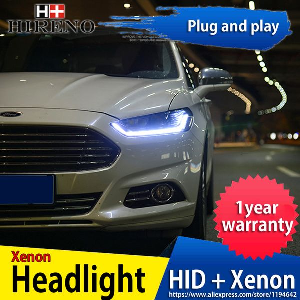 

car styling head lamp case for mondeo for fusion 2013 2014 2015 headlights led headlight drl double beam lens bi-xenon hid