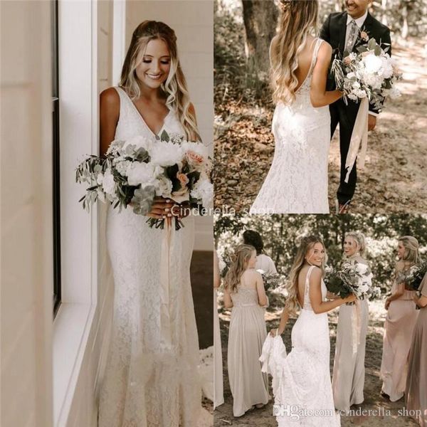 beach bohemian lace mermaid wedding dresses v-neck backless country style wedding dress bridal gowns sweep train vestidos novia, White
beach bohemian lace mermaid wedding dresses v-neck backless country style wedding dress bridal gowns sweep train vestidos novia, White