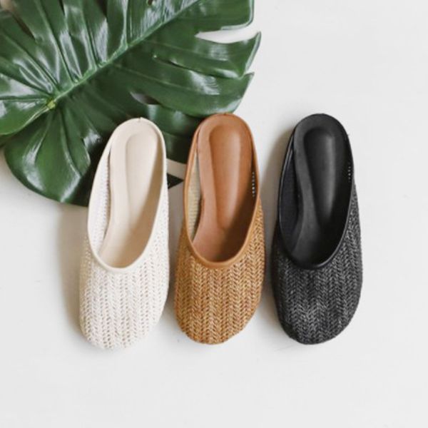 cane weave mule women slippers round toe flat slides slip on shoes women outdoor slipper summer flip flops sandalias mujer, Black
cane weave mule women slippers round toe flat slides slip on shoes women outdoor slipper summer flip flops sandalias mujer, Black