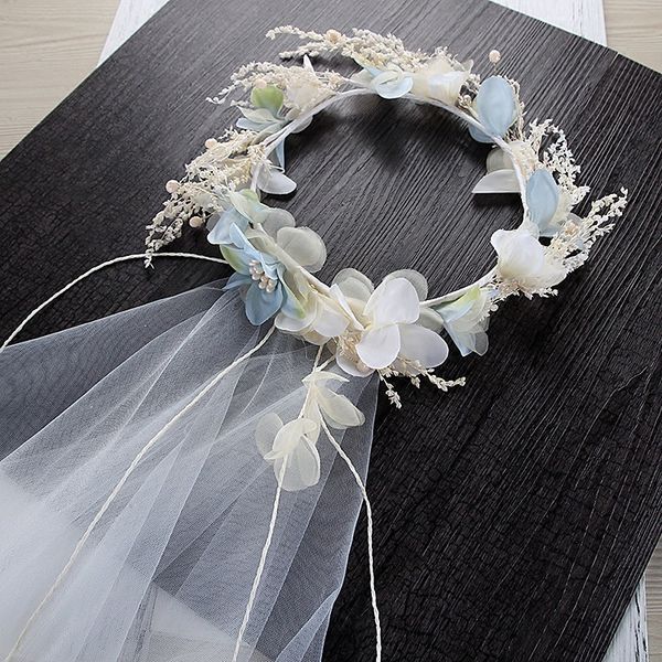 korean style beach simulation head flower long veil garlands bride hair ornaments, Golden;white
korean style beach simulation head flower long veil garlands bride hair ornaments, Golden;white