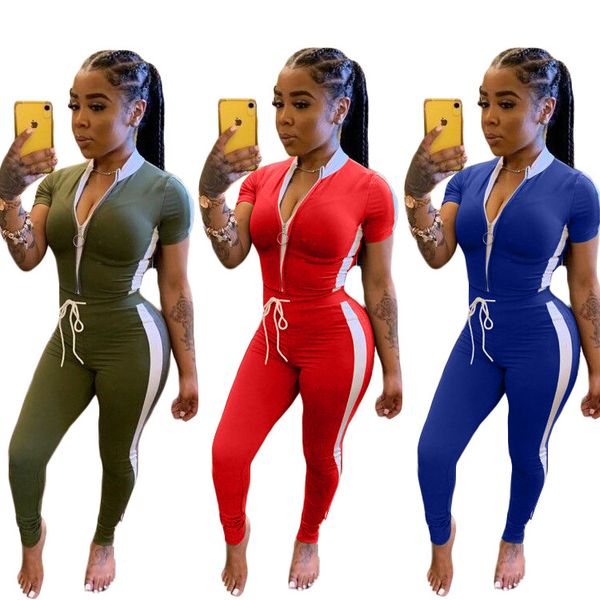 women's zipper front v neck short sleeve t shirt and long pants sets striped print bodycon 2 piece outfit sports tracksuits, White
women's zipper front v neck short sleeve t shirt and long pants sets striped print bodycon 2 piece outfit sports tracksuits, White